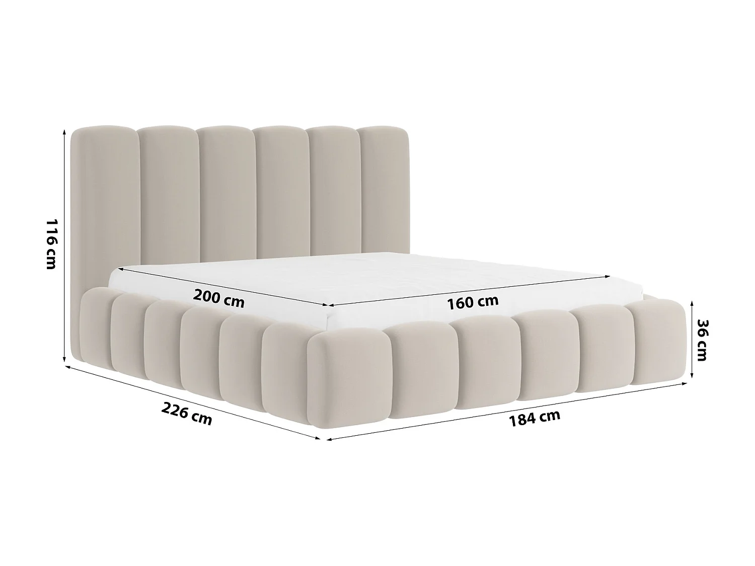LIT CAPITONNÉ avec matelas Svenstorp Beige foncé 160x200 cm