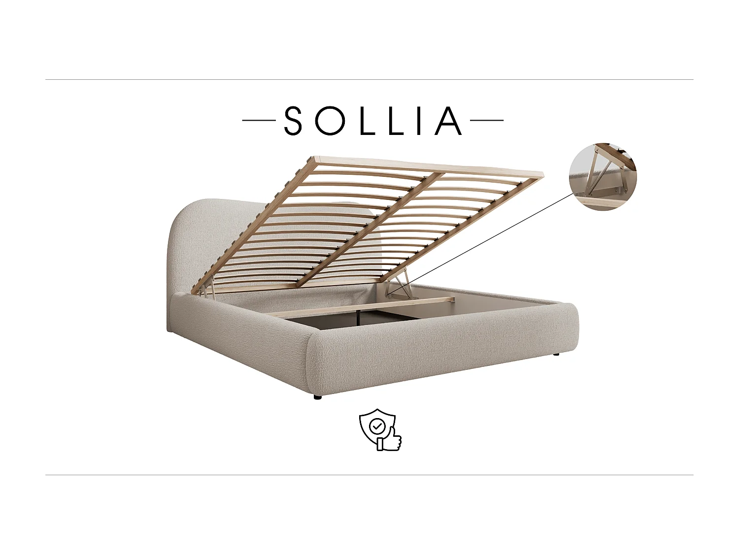 POLSTERBETT mit Bettkasten Matratze Sollia 140x200 cm, Beige