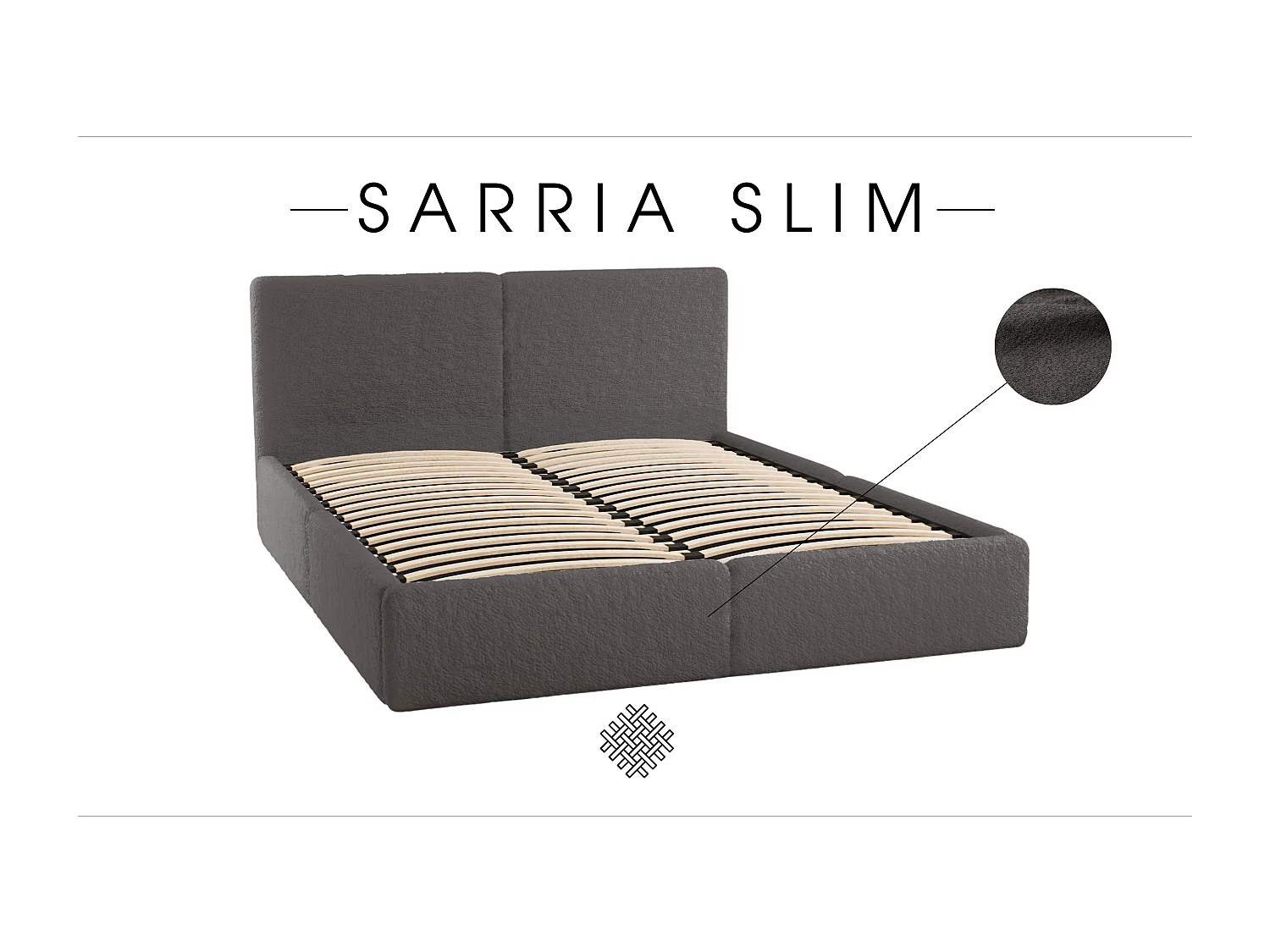 POLSTERBETT mit Bettkasten Matratze Sarria Slim Grau (Anthology 18) 140x200 cm