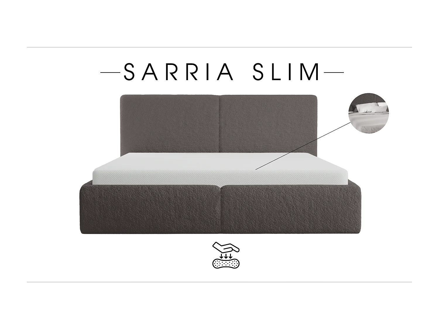 POLSTERBETT mit Bettkasten Matratze Sarria Slim Grau (Anthology 18) 140x200 cm