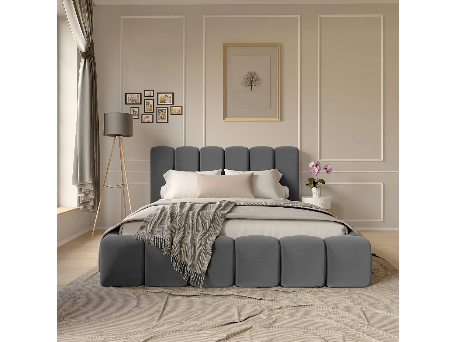 LIT CAPITONNÉ avec matelas Svenstorp Gris 140x200 cm