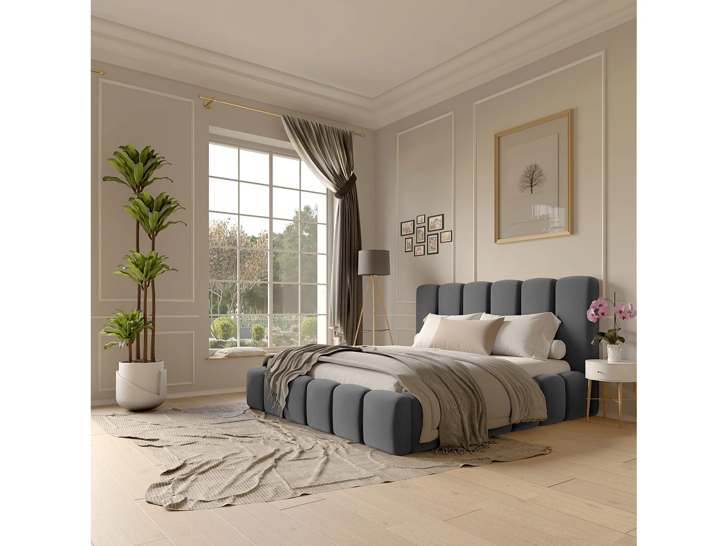 LIT CAPITONNÉ avec matelas Svenstorp Gris 140x200 cm