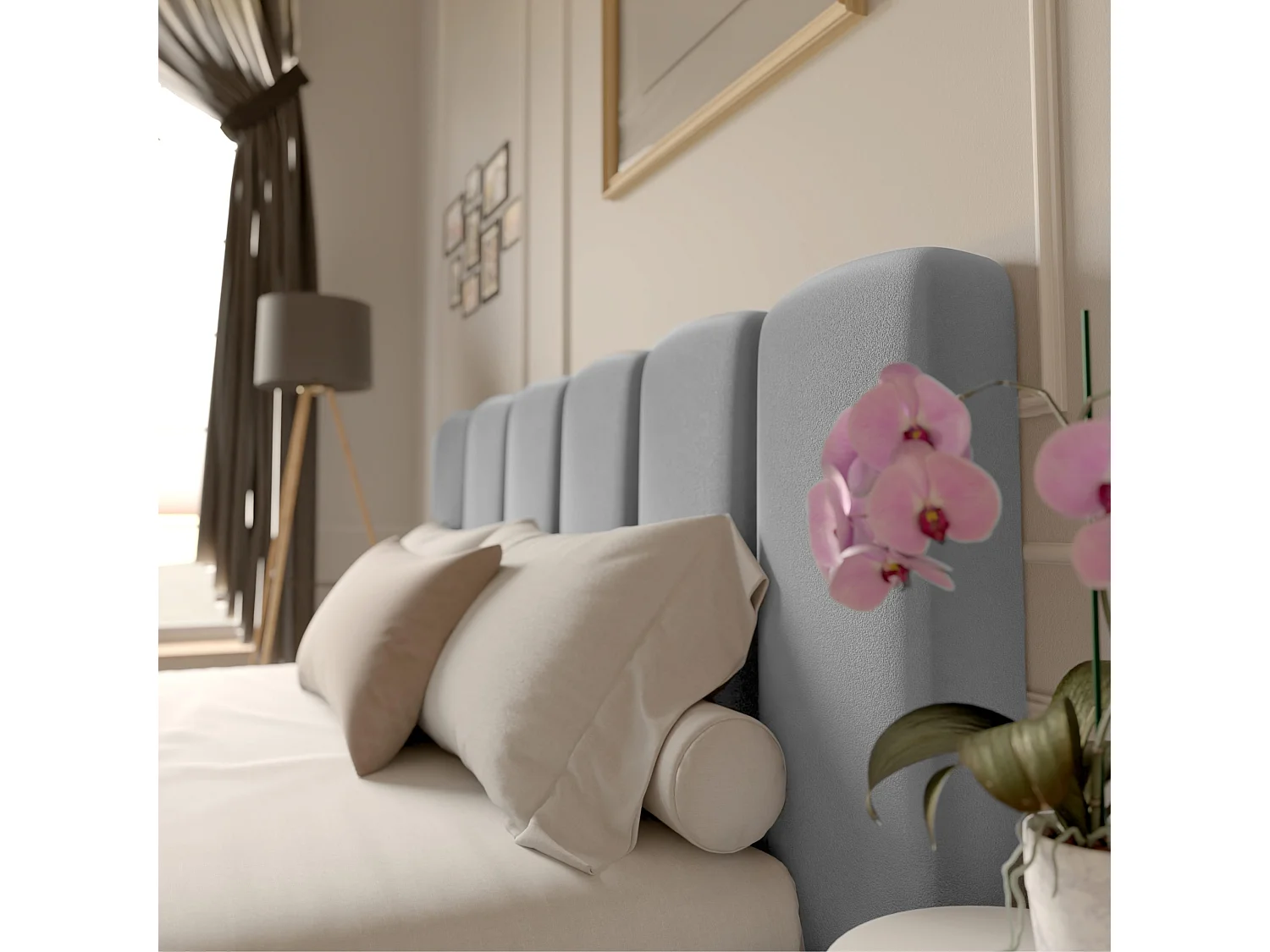 LIT CAPITONNÉ avec matelas Svenstorp Gris clair 180x200 cm