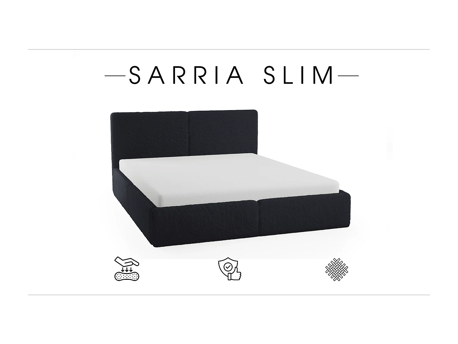 POLSTERBETT mit Bettkasten Matratze Sarria Slim Schwarz (Anthology 19) 140x200 cm