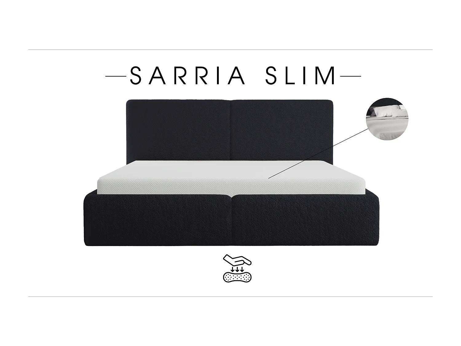POLSTERBETT mit Bettkasten Matratze Sarria Slim Schwarz (Anthology 19) 140x200 cm