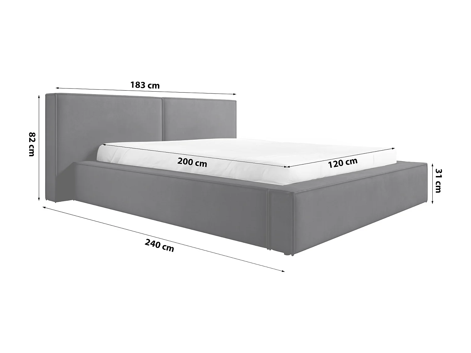 LIT CAPITONNÉ avec coffre de lit et matelas Trakas 120x200 cm, anthracite