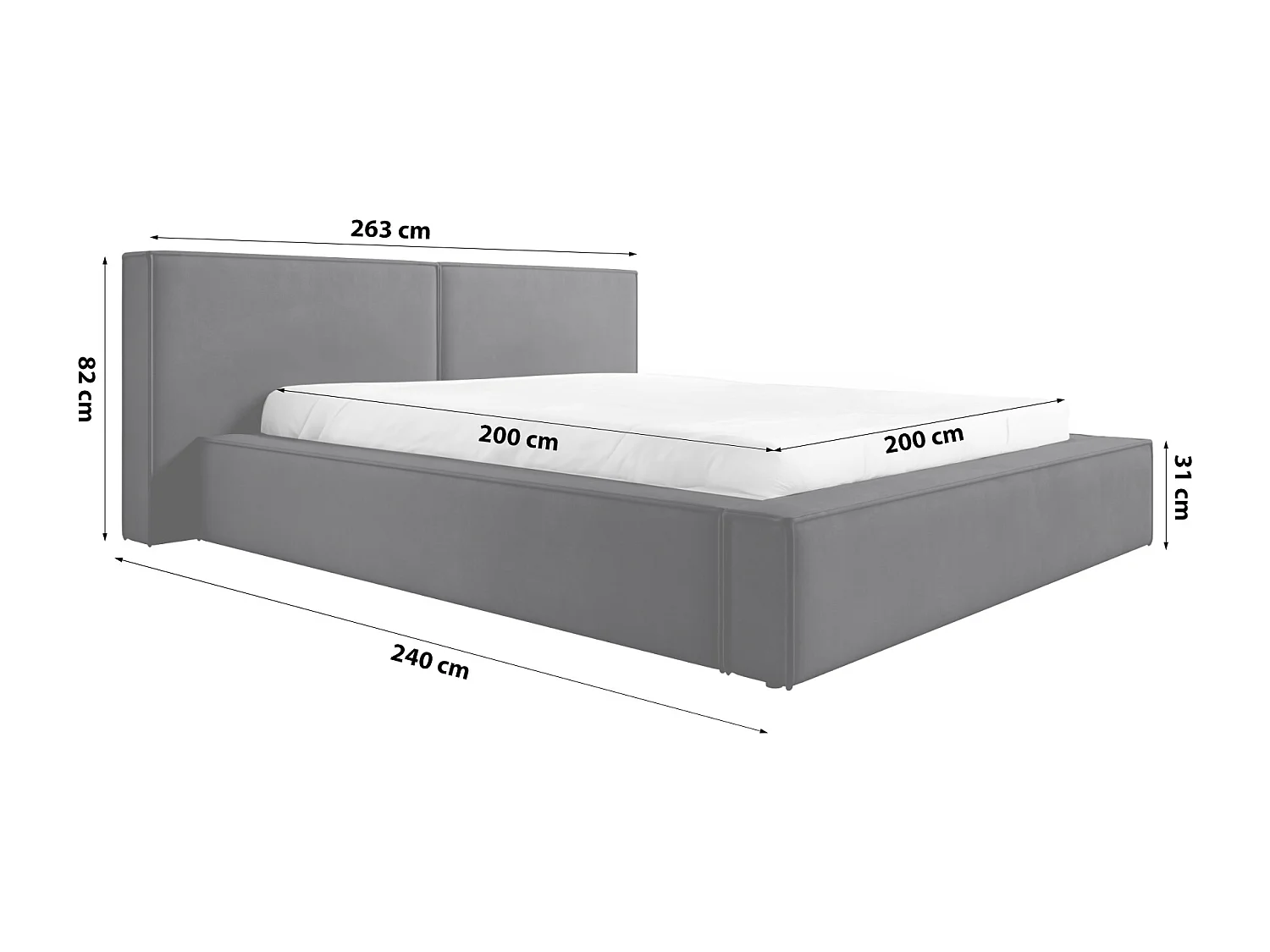 POLSTERBETT mit Bettkasten Matratze Trakas 200x200 cm, Anthrazit