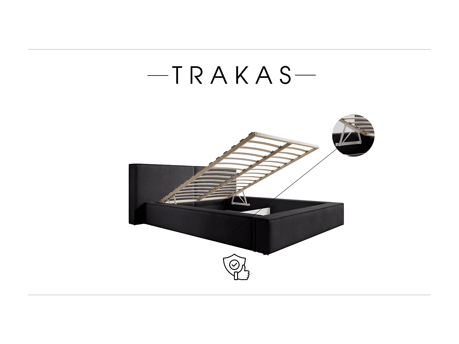 POLSTERBETT mit Bettkasten Matratze Trakas 200x200 cm, Anthrazit