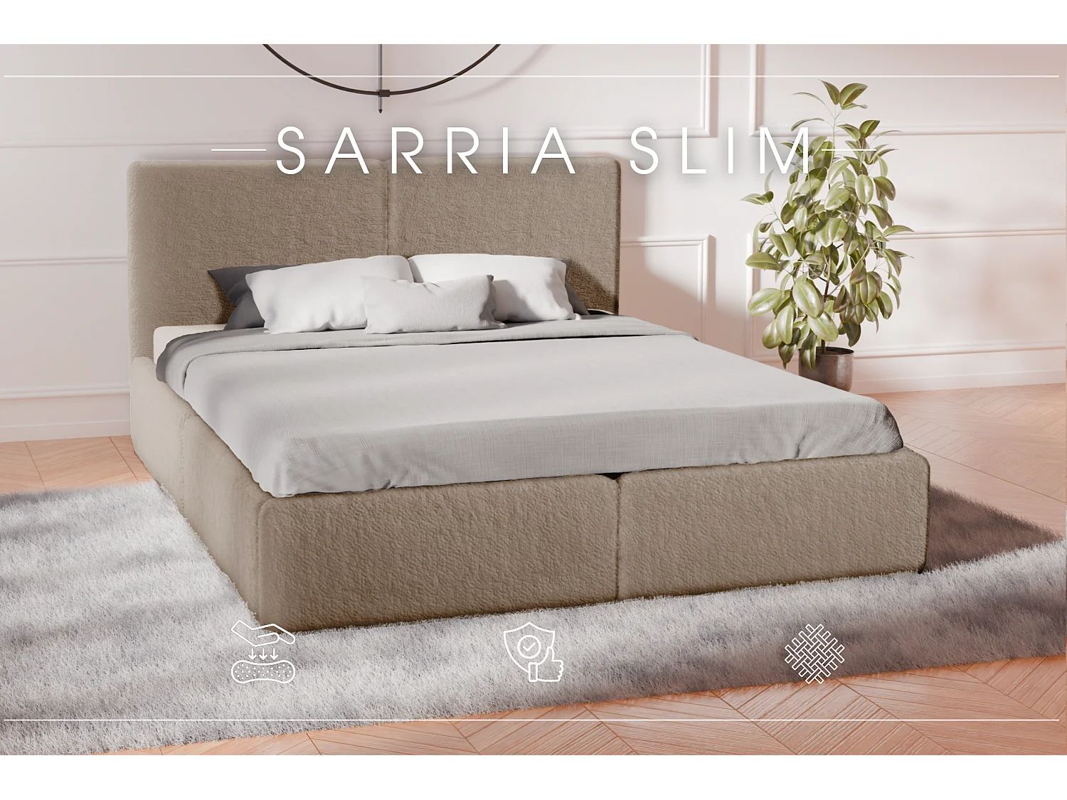 POLSTERBETT mit Bettkasten Matratze Sarria Slim Brown (Anthology 04) 140x200 cm