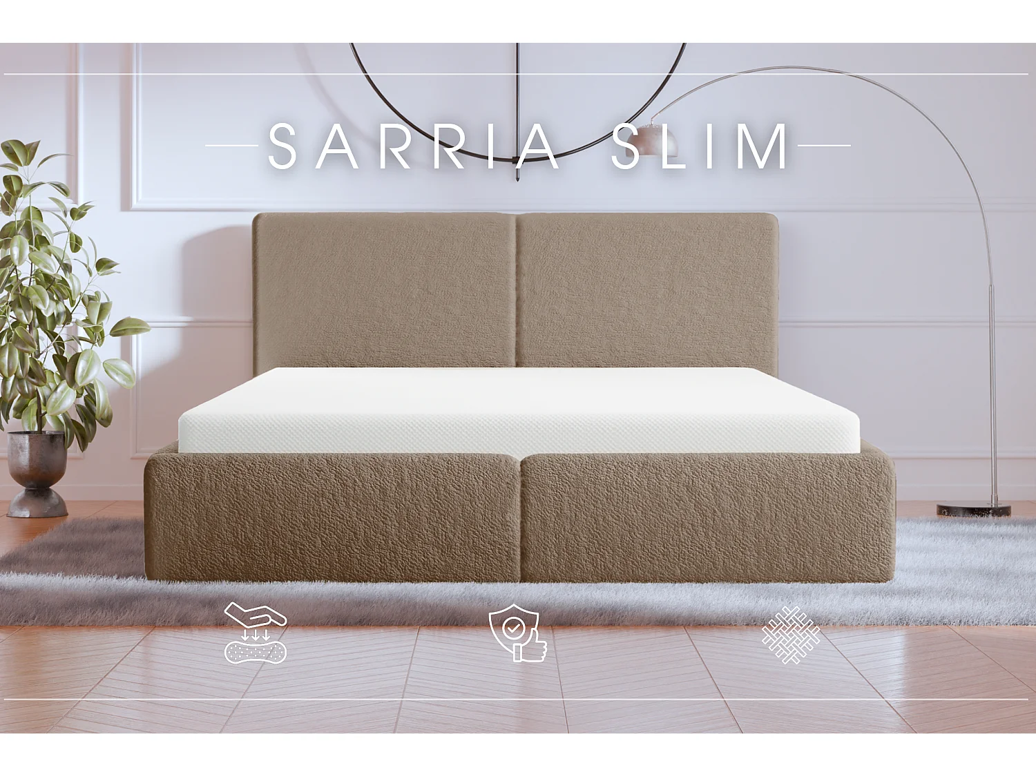 POLSTERBETT mit Bettkasten Matratze Sarria Slim Brown (Anthology 04) 140x200 cm