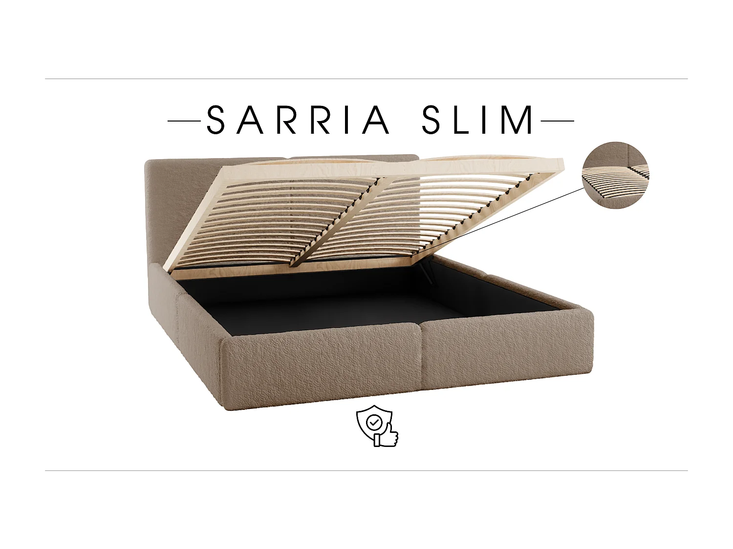 POLSTERBETT mit Bettkasten Matratze Sarria Slim Brown (Anthology 04) 140x200 cm