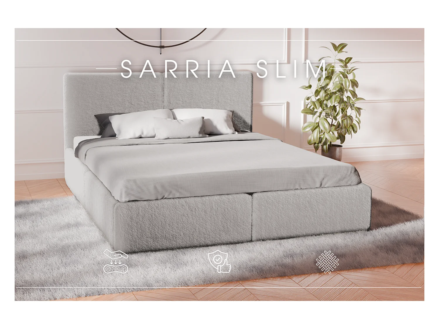 POLSTERBETT mit Bettkasten Matratze Sarria Slim Hellgrau (Anthology 15) 160x200 cm