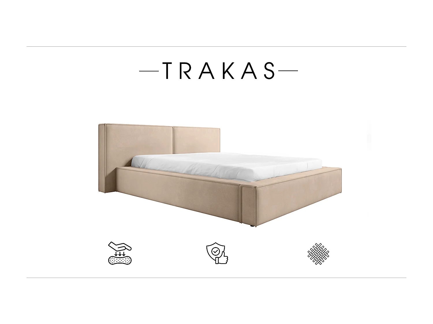 POLSTERBETT mit Bettkasten Matratze Trakas 180x200 cm, Trüffel