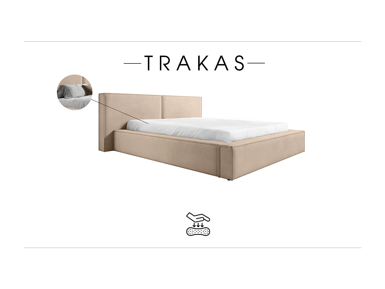POLSTERBETT mit Bettkasten Matratze Trakas 180x200 cm, Trüffel