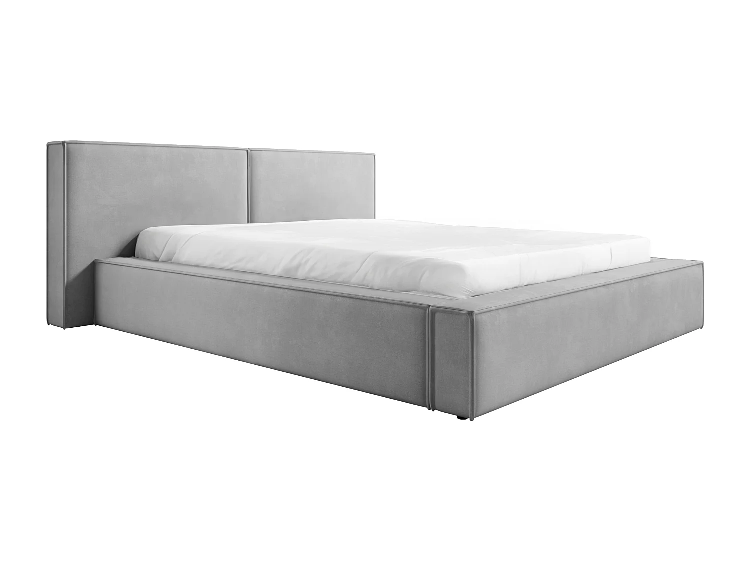 LIT CAPITONNÉ avec coffre de lit et matelas Trakas 120x200 cm, gris clair