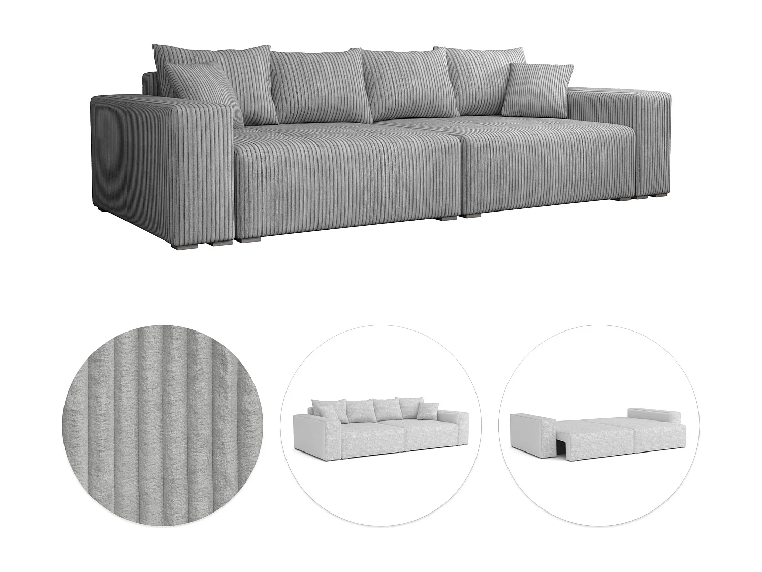 SCHLAFSOFA mit Bettkasten Tonge Hellgrau