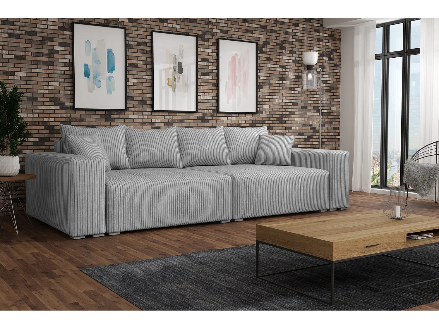 SCHLAFSOFA mit Bettkasten Tonge Hellgrau