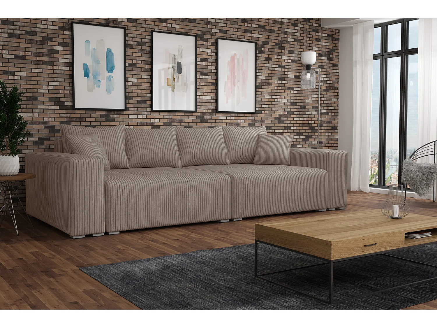 CANAPÉ LIT avec coffre de lit Tonge Beige