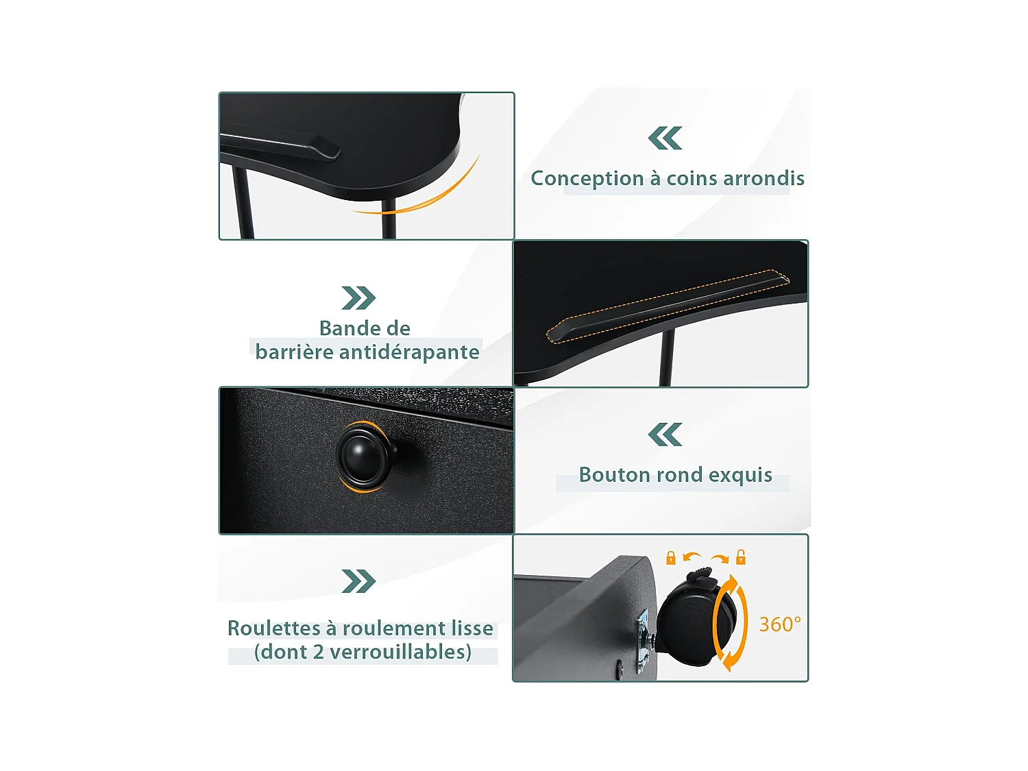 Bureau Mobile Assis-Debout, Bureau Informatique Hauteur Réglable, Ergonomique, Poste de Travail Informatique pour Maison et Bureau, Noir