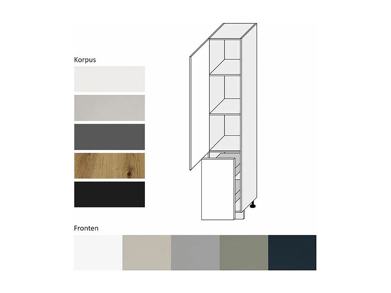 APOTHEKERHOCHSCHRANK Salo 2D14K/40/kargo Kaschmir Matt / Weiß 40 / 59 / 207cm