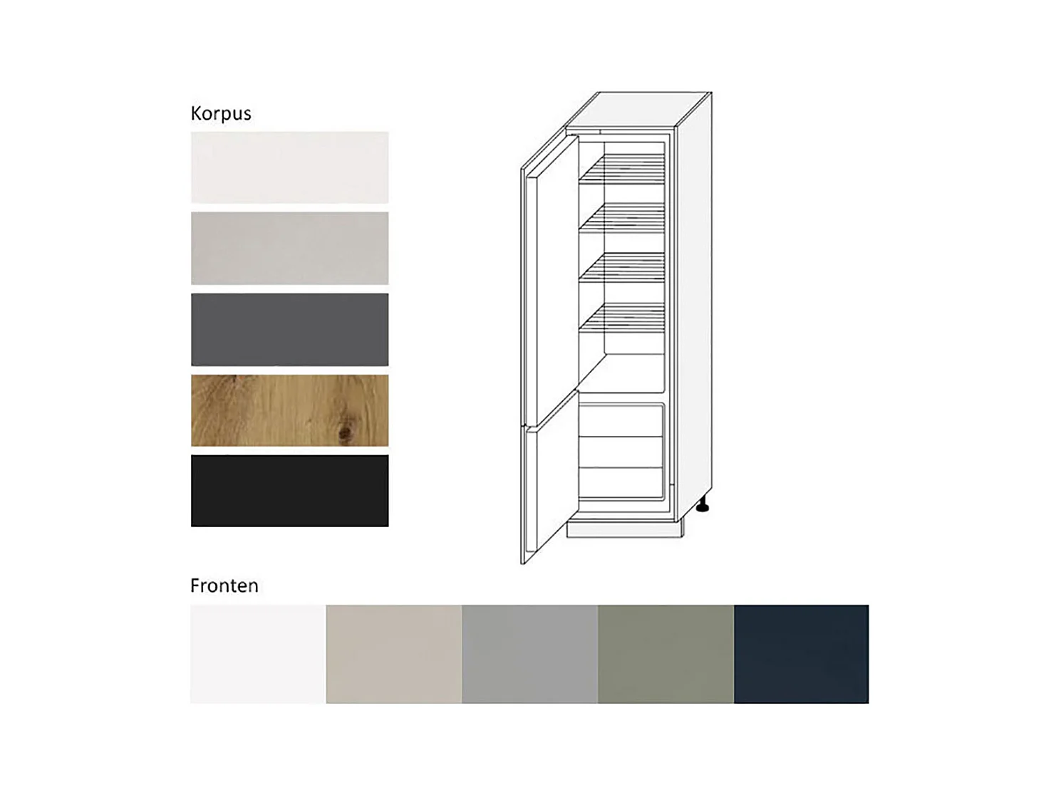 KÜCHENHOCHSCHRANK Salo D14/DL/60/207 Kaschmir Matt / Weiß 60 / 59 / 207cm