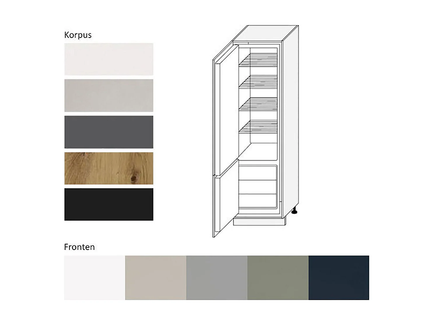 KÜCHENHOCHSCHRANK Salo D14/DL/60/207 Kaschmir Matt / Weiß 60 / 59 / 207cm