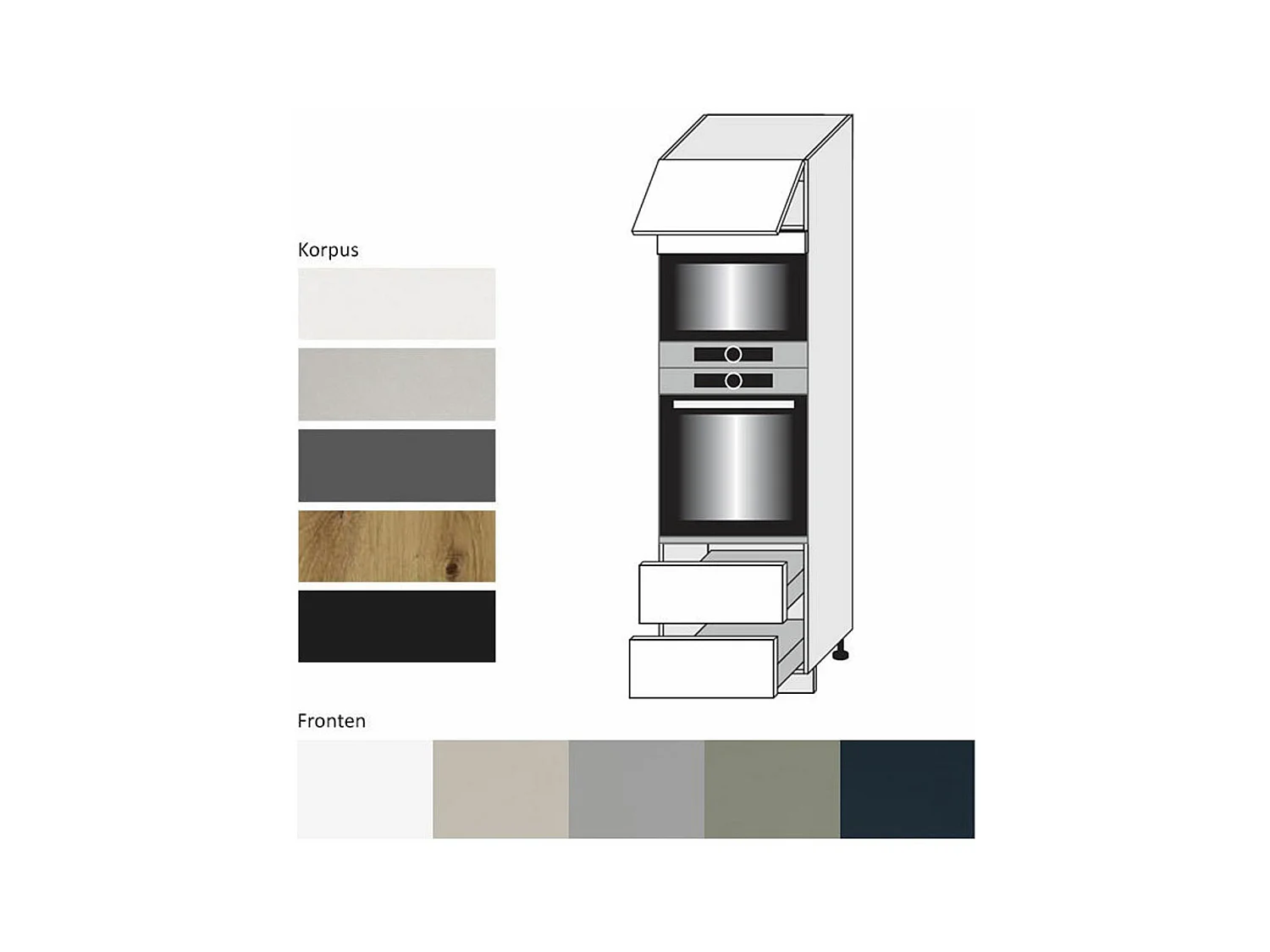 BACKOFENUMBAUSCHRANK Salo D14/RU/2A-284 Indigo Matt / Weiß 60 / 59 / 207 cm