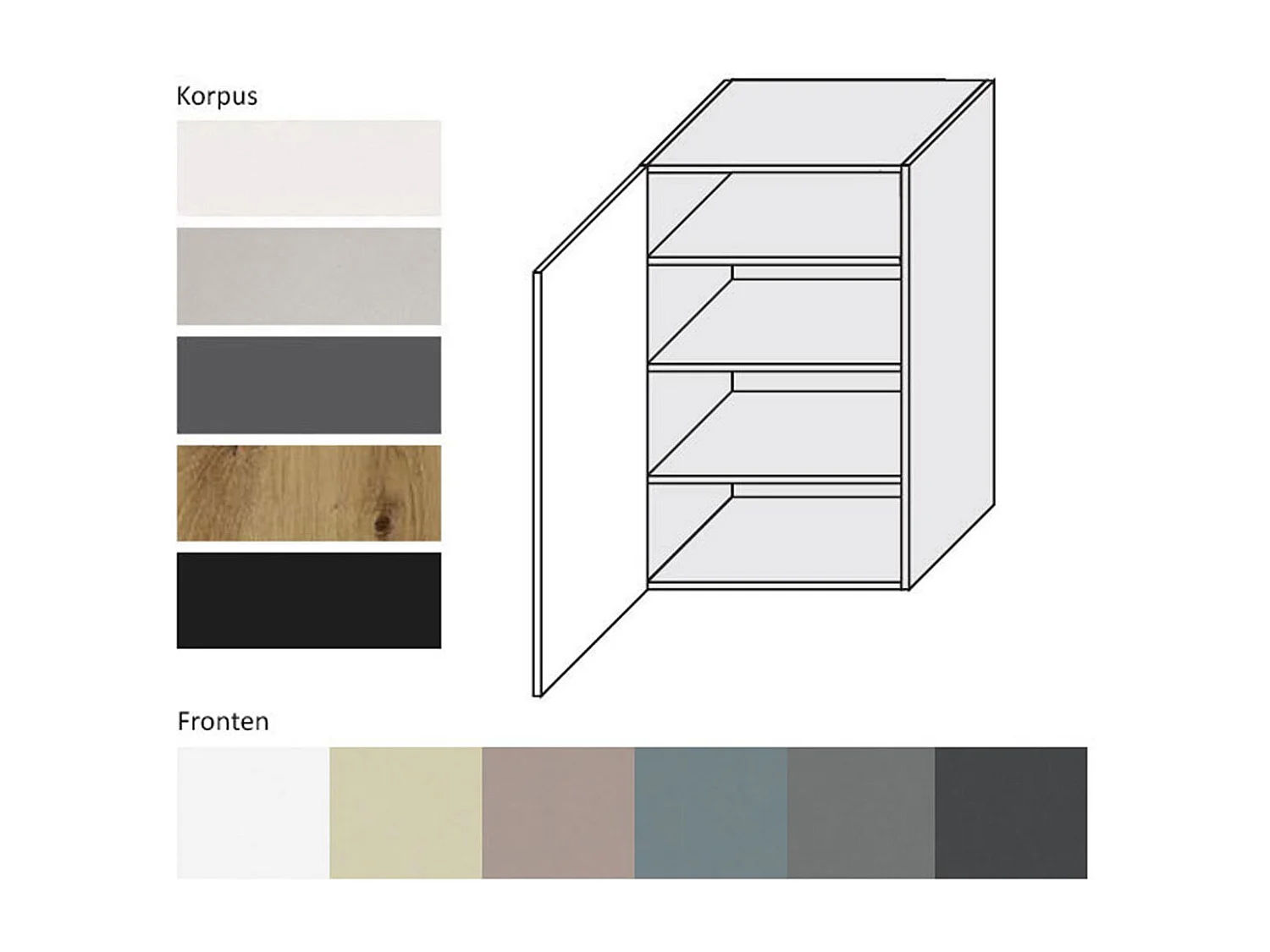KÜCHENHÄNGESCHRANK Kvantum W4/60/1 Graphit Matt / Weiß Matt 60 / 32,5 / 96cm