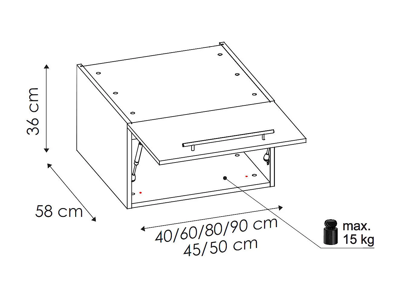 KLAPPHÄNGESCHRANK Kvantum W6B/45 Graphit Matt / Weiß Matt 45 / 59 / 36cm