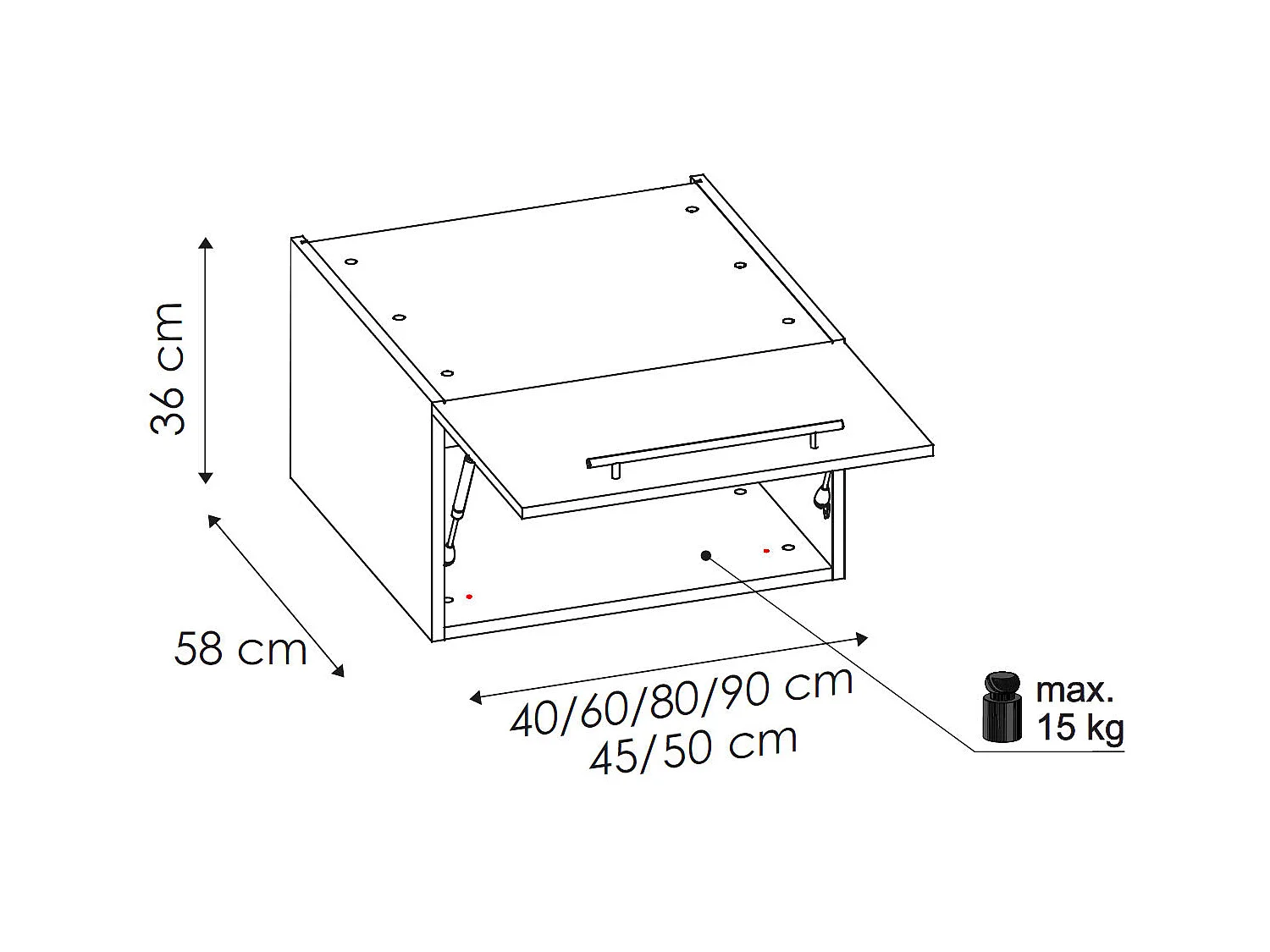KLAPPHÄNGESCHRANK Kvantum W6B/45 Weiß Matt / Weiß Matt 45 / 59 / 36cm