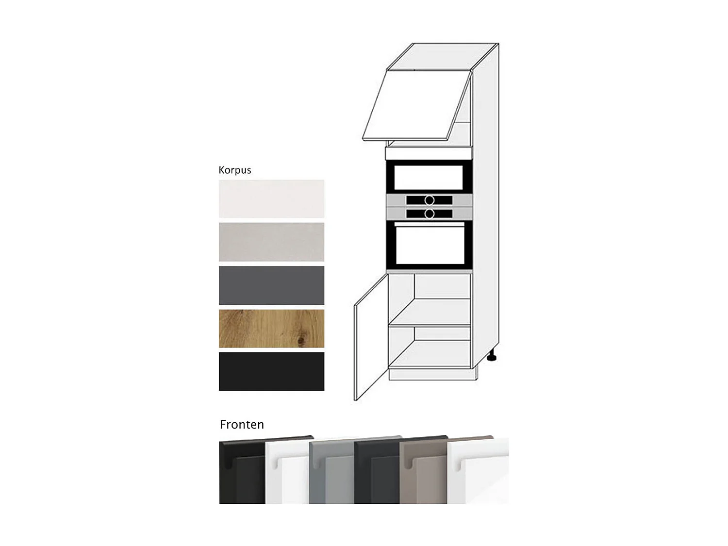 BACKOFENUMBAUSCHRANK Avellino D14/RU/60/207 Dust Grey Acryl Matt / Weiß 60 / 59 / 207cm