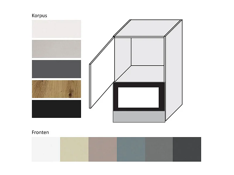 MIKROWELLENUMBAUSCHRANK Kvantum W2MK/60 Mint Matt / Schwarz Matt 60 / 32,5 / 72cm