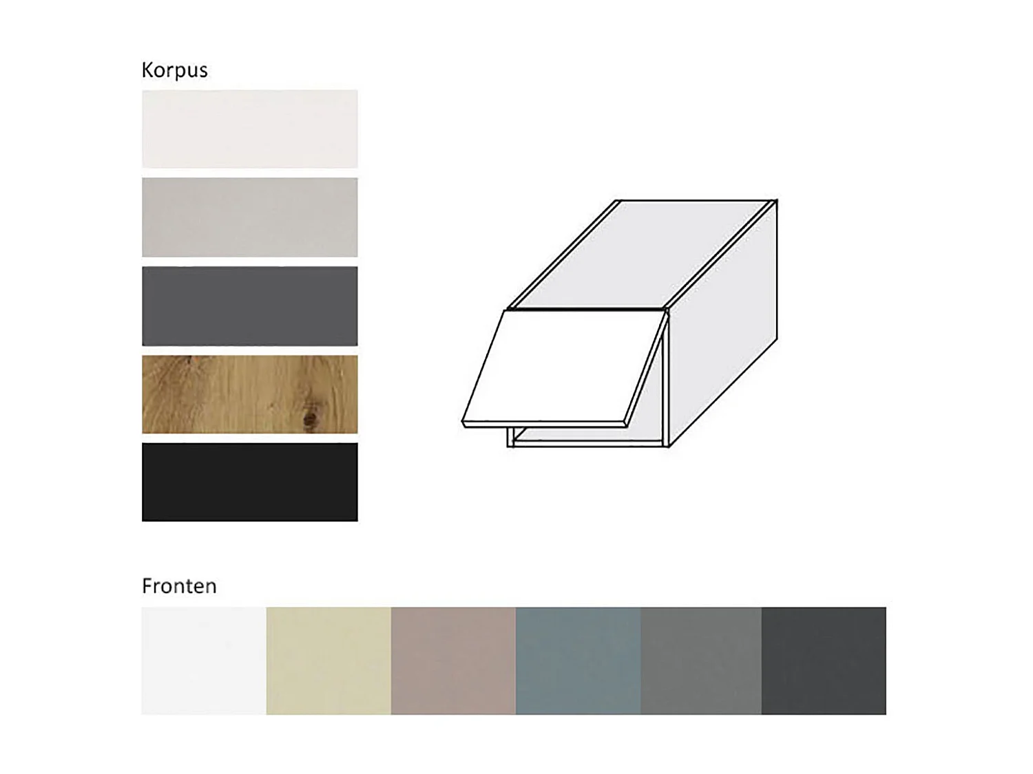 KLAPPHÄNGESCHRANK Kvantum W6B/45 Weiß Matt / Schwarz Matt 45 / 59 / 36cm