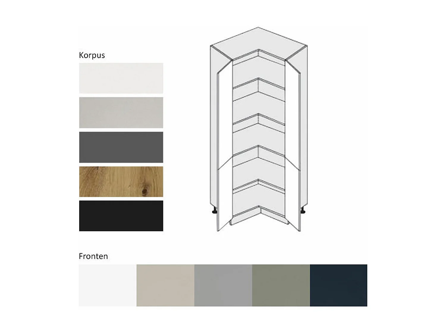 KÜCHENHOCHSCHRANK Salo D24N/207 Kaschmir Matt / Weiß 90 / 90 / 207cm