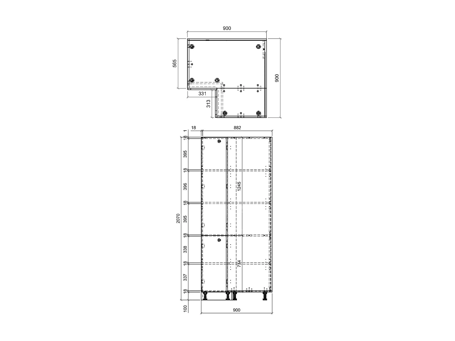 KÜCHENHOCHSCHRANK Salo D24N/207 Kaschmir Matt / Weiß 90 / 90 / 207cm