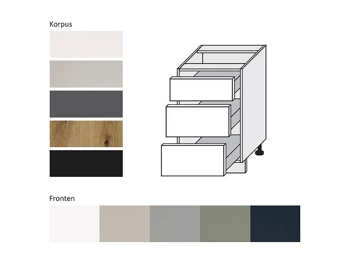 KÜCHENSCHUBLADENUNTERSCHRANK Salo D3A/50 Kaschmir Matt / Weiß 50 / 50 / 82cm