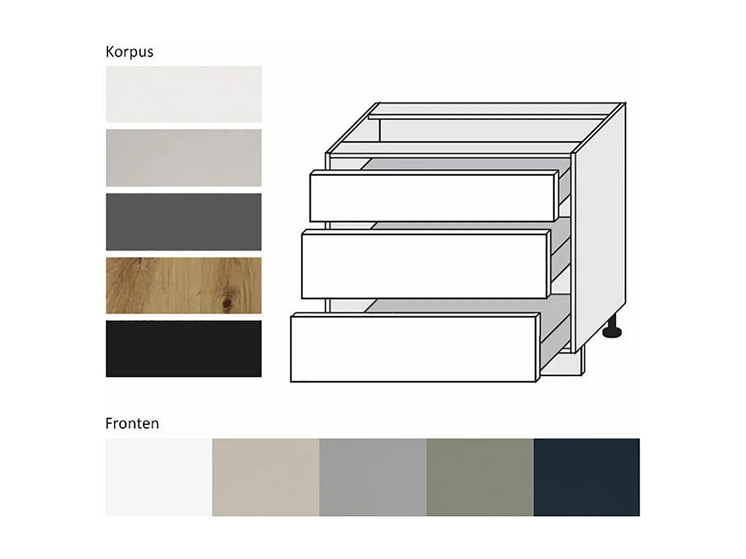 KÜCHENSCHUBLADENUNTERSCHRANK Salo D3A/90 Kaschmir Matt / Weiß 90 / 50 / 82cm