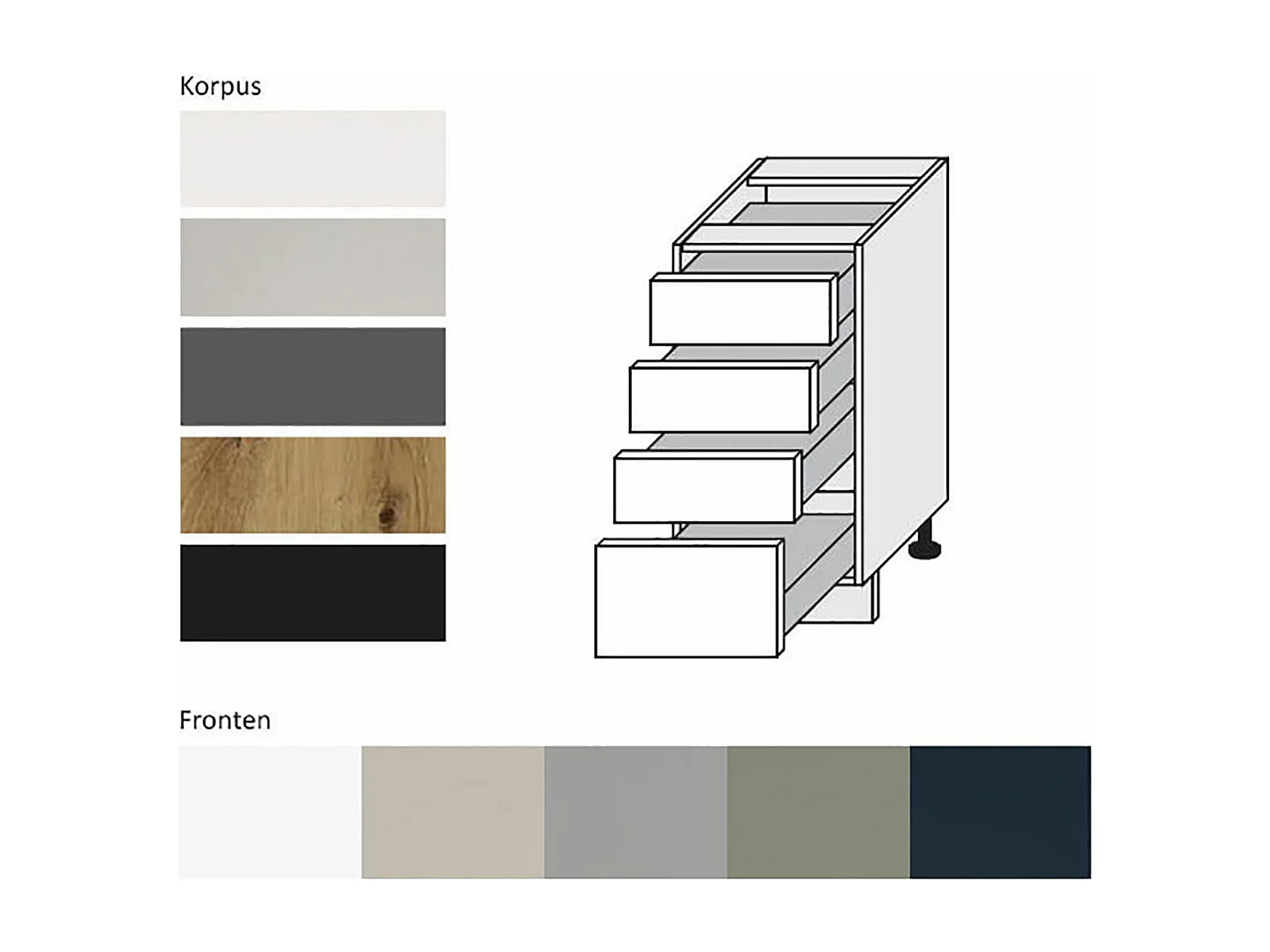 KÜCHENSCHUBLADENUNTERSCHRANK Salo D4A/40 Kaschmir Matt / Weiß 40 / 50 / 82cm