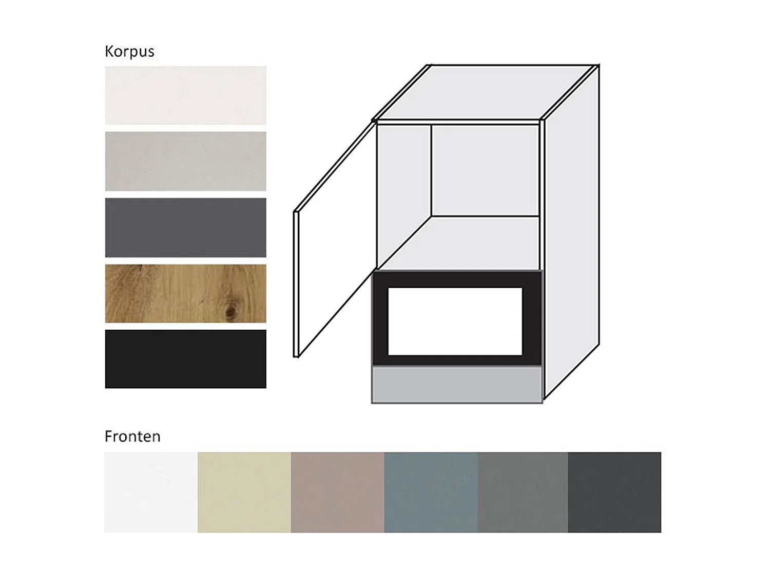 MIKROWELLENUMBAUSCHRANK Kvantum W2MK/60 Dust Grey Matt / Lava Matt 60 / 32,5 / 72cm