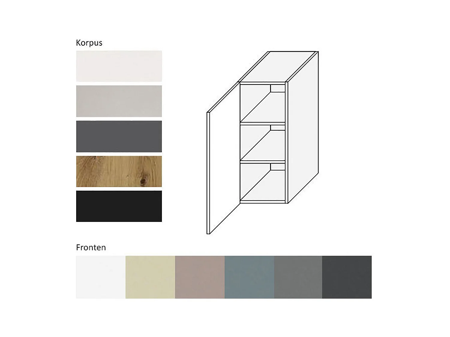 KÜCHENHÄNGESCHRANK Kvantum W2/20 Vanille Matt / Grau Matt 20 / 32,5 / 72cm
