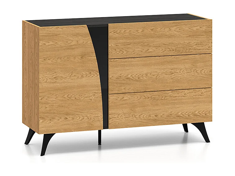 KOMBIKOMMODE Toscania Eiche / Schwarz 120 / 40 / 82cm