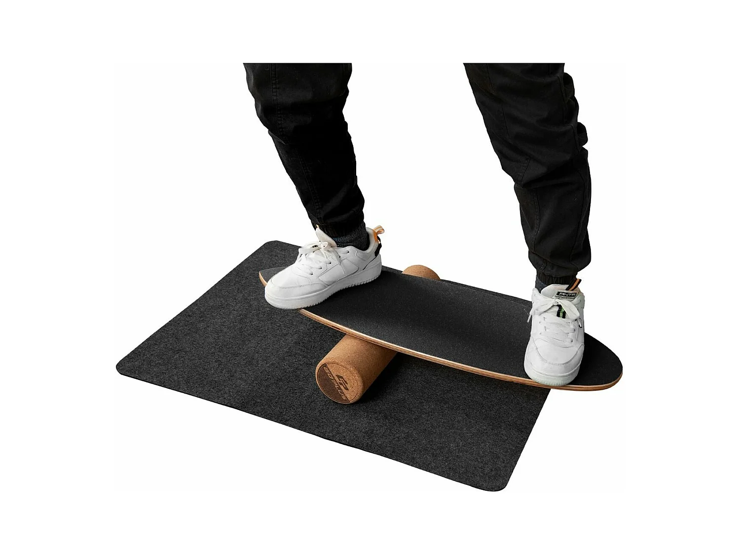 Houten Balance Board met Roller en Antislip Mat Draagvermogen 227KG, Balance Board voor Skateboard Hockey Snowboard Surf Training (Zwart)