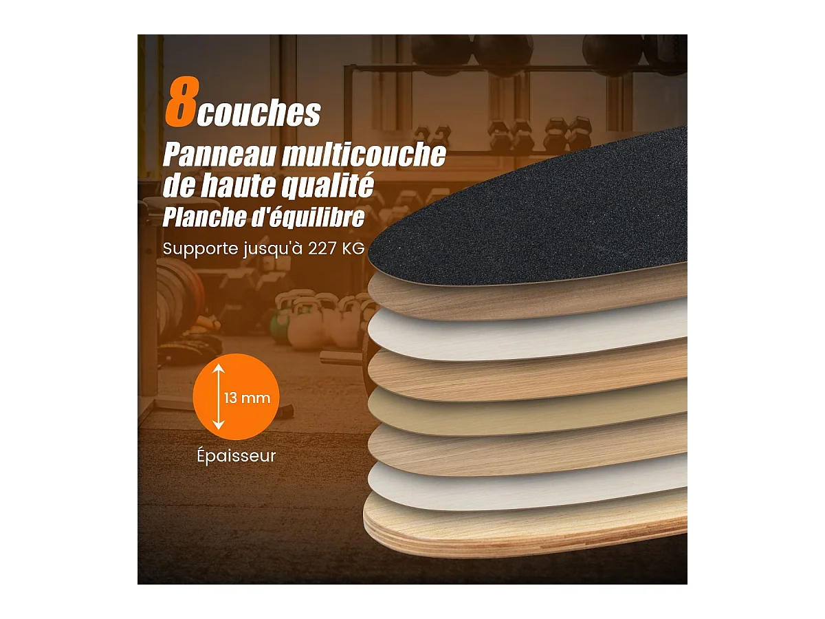 Houten Balance Board met Roller en Antislip Mat Draagvermogen 227KG, Balance Board voor Skateboard Hockey Snowboard Surf Training (Zwart)