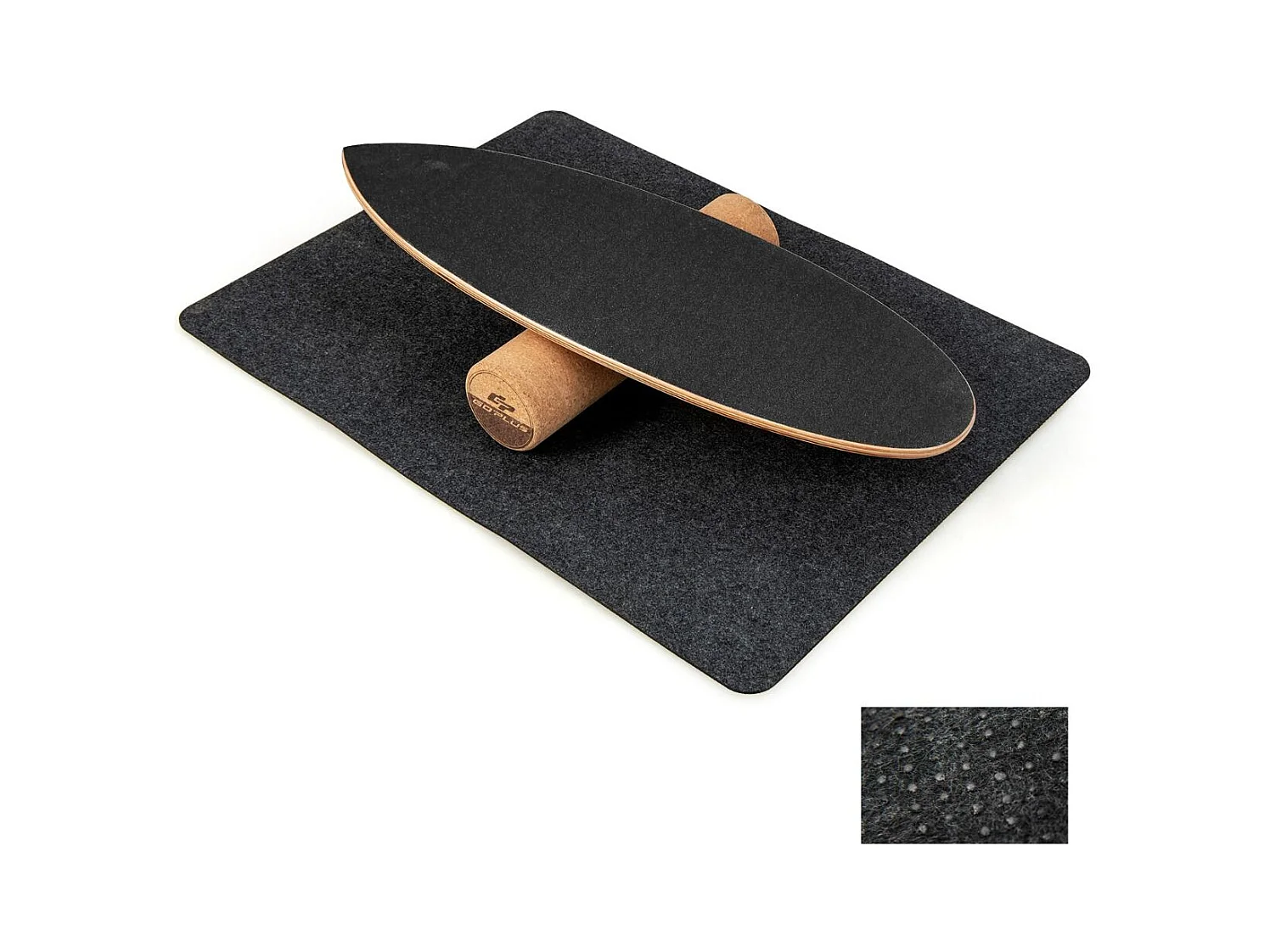 Planche d’Équilibre en Bois avec Rouleau et Tapis Antidérapant Charge 227 KG, Balance Board pour Entraînement de Skateboard Hockey Snowboard Surf（Noir)