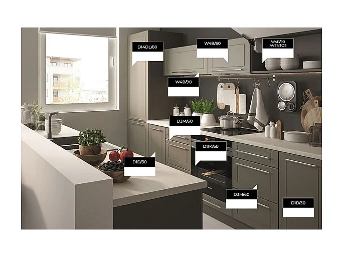 KÜCHENLEERBLOCK Kvantum lava / dust grey 300 / 60 / 207cm 9-teilig