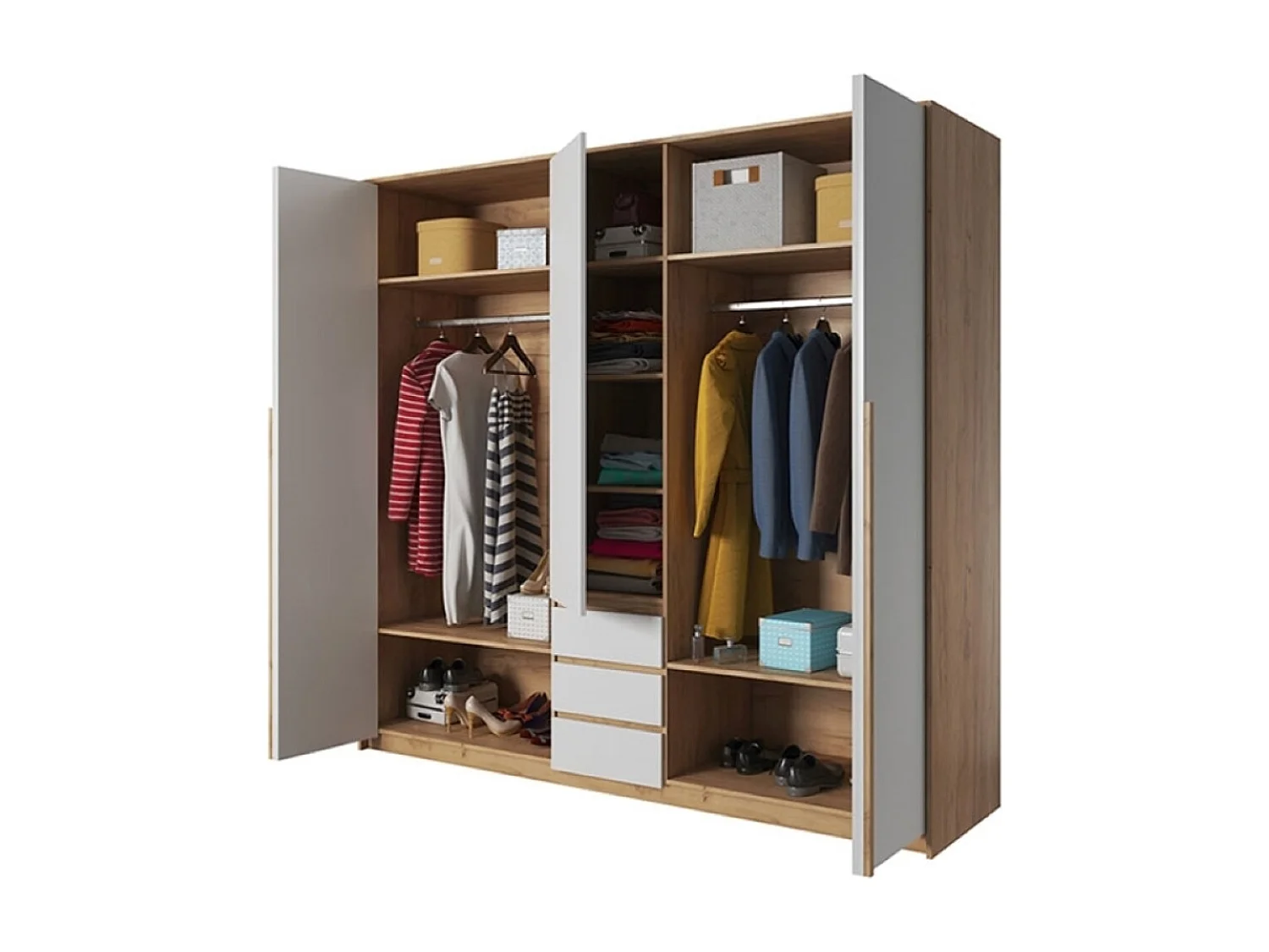 SCHLAFZIMMER-SET Xelo wildeiche gold / weiß 481 / 208 / 213,5 cm 2-teilig