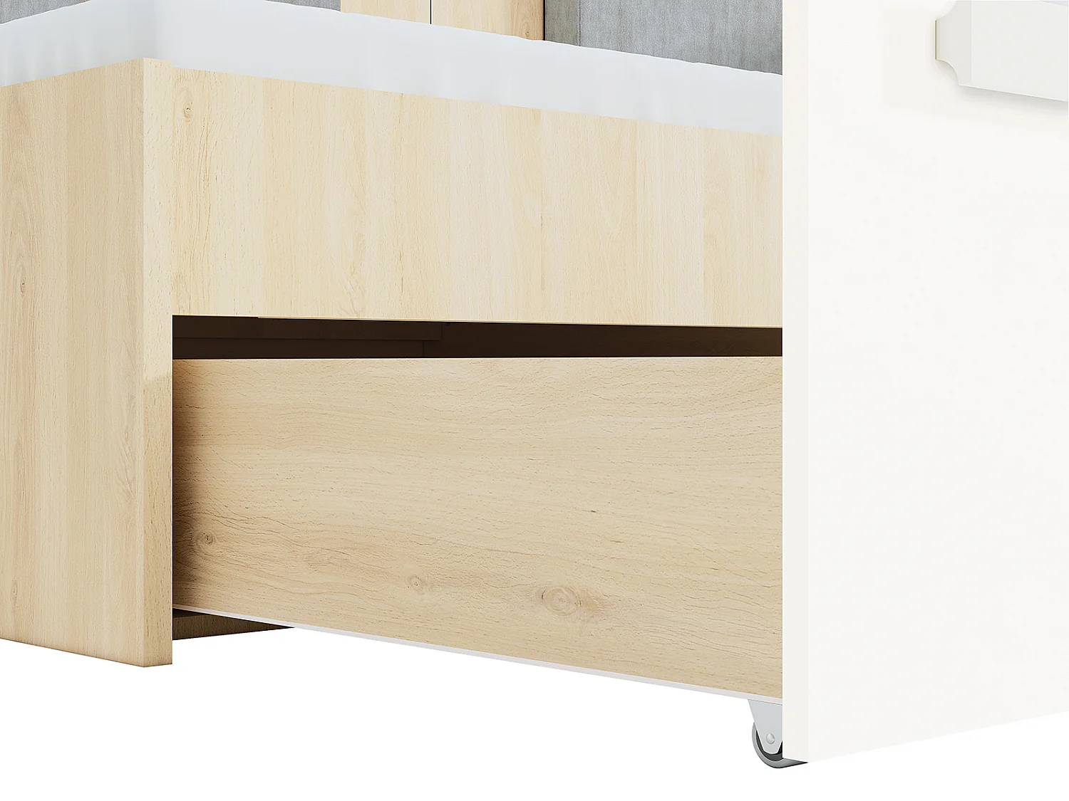 KINDERZIMMER-SET Drop 5-teilig Fjord Buche / Weiß / Grau 443 / 205 / 199cm