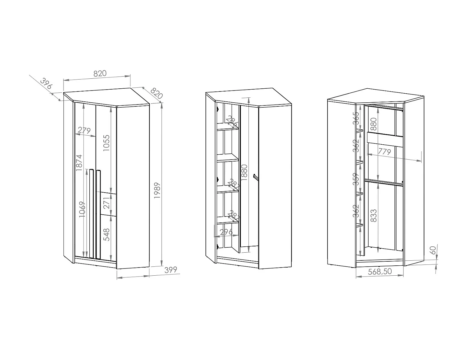 KINDERZIMMER-SET Drop Fjord Buche / Weiß / Grau 621 / 205 / 199cm