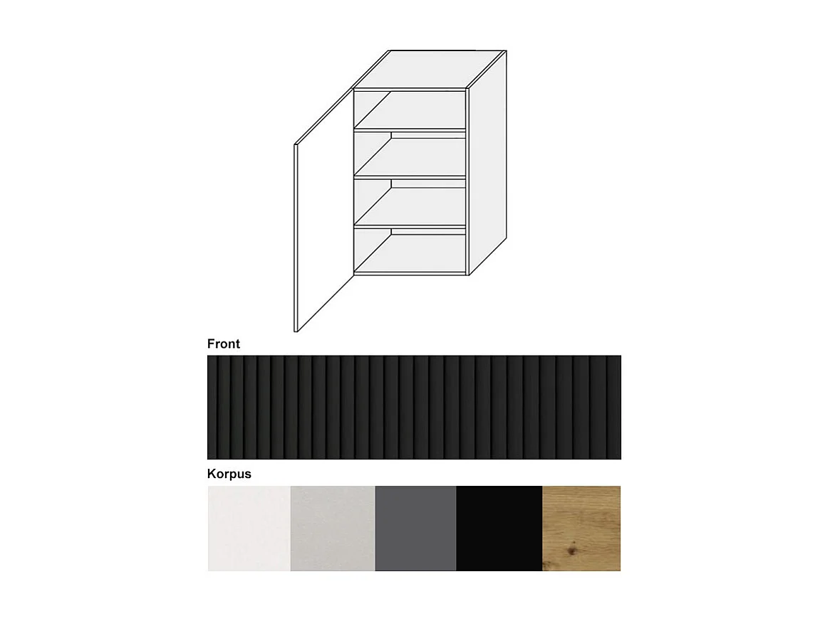 KÜCHENHÄNGESCHRANK Lamello W4/60/1 Schwarz Matt / Weiß 60 / 32,5 / 96cm