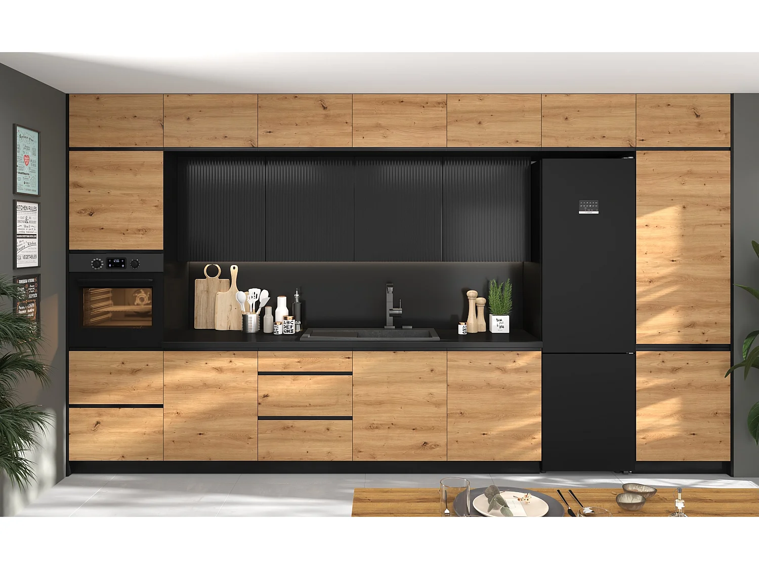 KÜCHENHÄNGESCHRANK Lamello W4/60/1 Schwarz Matt / Grau 60 / 32,5 / 96cm